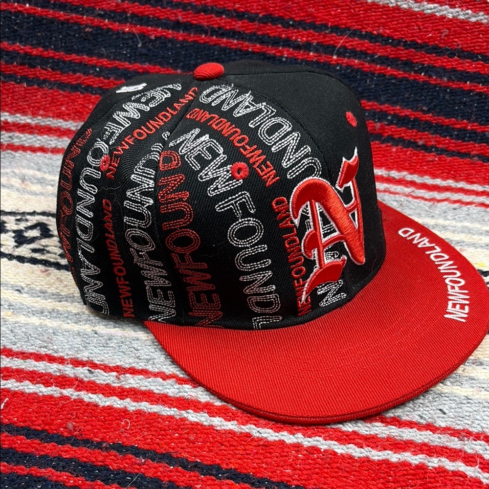 Black and Red Newfoundland Snap Back Hat